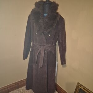 Berman Leather Vintage Suede Jacket 70s Elegant Brown Trimmed Women's Coat